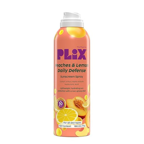 PLIX – The Plant Fix Peaches & Lemon Daily Defence Sunscreen Spray – SPF 50 PA++++