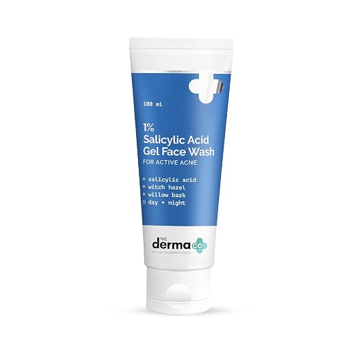 The Derma Co 1% Salicylic Acid Gel Face Wash with Witch Hazel for Active Acne – 100ml