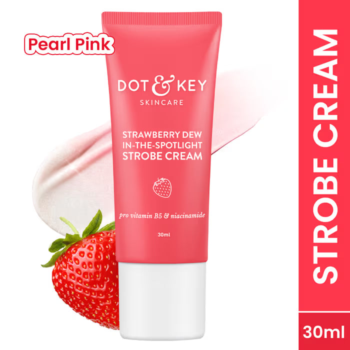 Dot & Key Strawberry Dew In-The-Spotlight Strobe Illuminating Cream + Moisturizer – Pearl Pink, 30ml