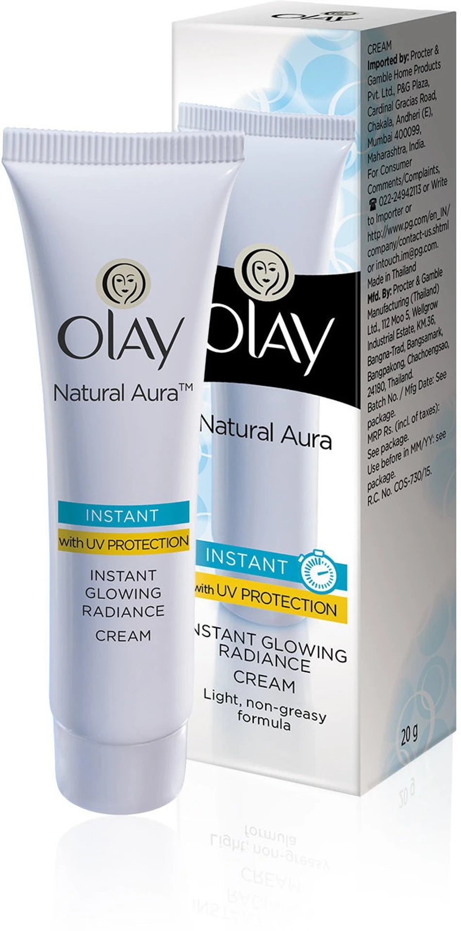 OLAY Natural Aura Radiance Cream with Vitamin B3, Pro B5, E and UV Protection (20 g)